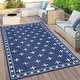 preview thumbnail 9 of 43, Garvee Cross Pattern Waterproof Reversible Outdoor Patio Rug 9'x12' - Blue White