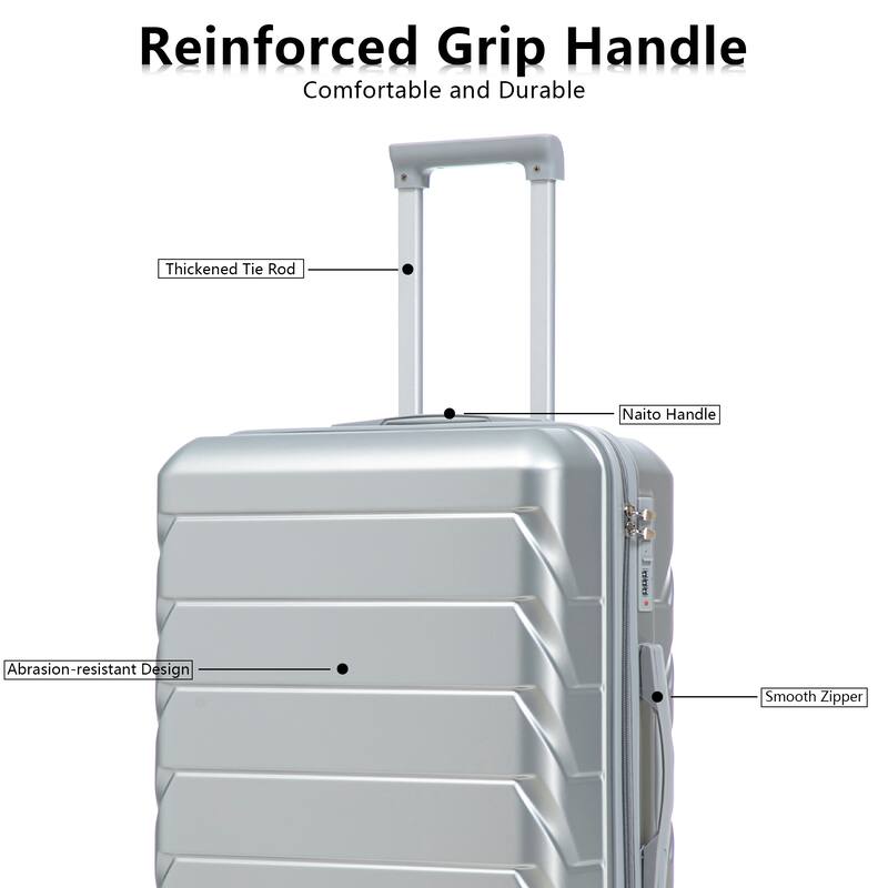 20"/24"/28" 3 pcs/set in ABS Spinner Wheel Luggage, Matching Color , With Combination Lock (Silver)