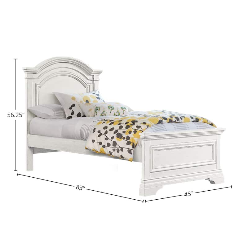 Olivia Wood Complete Twin Bed, Brushed White