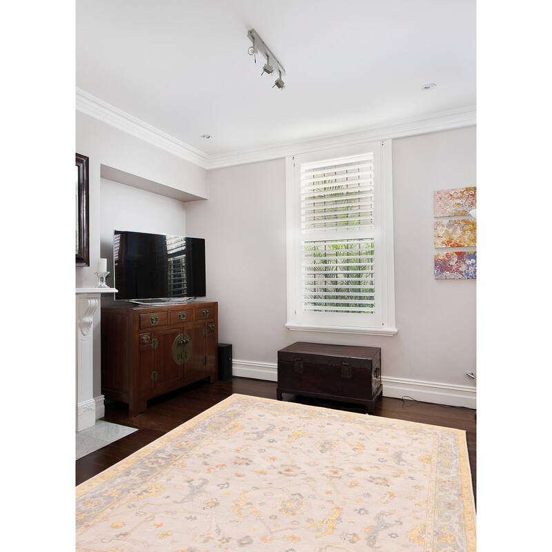 ECARPETGALLERY Hand-knotted Modern Oushak Light Grey Wool Rug - 7'11 x 10'0