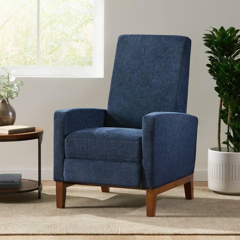 Kalstrom Upholstered Pushback Recliner by Christopher Knight Home - Brown + Navy Blue