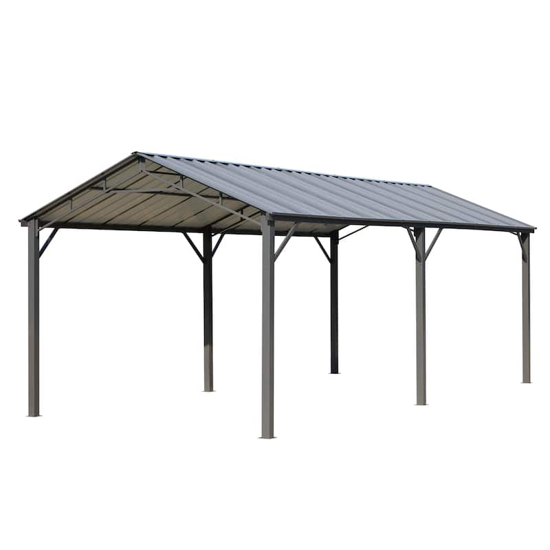 Heavy-Duty Metal Carport with Upgraded Galvanized Steel Roof – Ideal Shelter for Cars, Boats, and Tractors