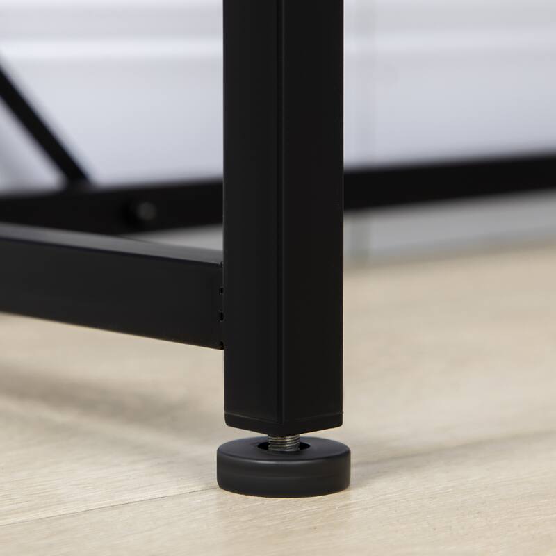 HOMCOM Space-Saving Small Corner Writing Desk & Corner TV Stand, Corner Computer Desk with Strong Metal Frame