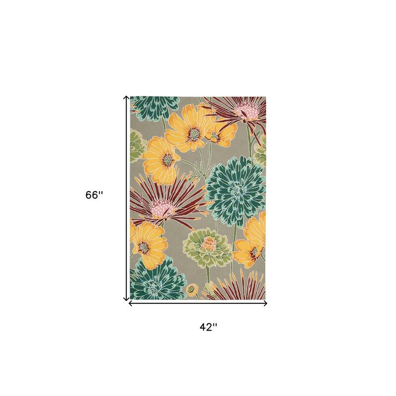 Gega Floral Traditional Stain Resistant Area Rug By HomeRoots - 66' X '42' X '0.5