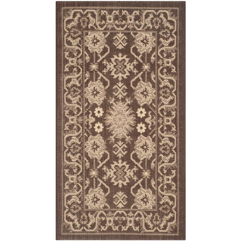 SAFAVIEH Courtyard Erlwine Indoor/ Outdoor Waterproof Patio Backyard Rug - 2' x 3'7" - Chocolate/Cream