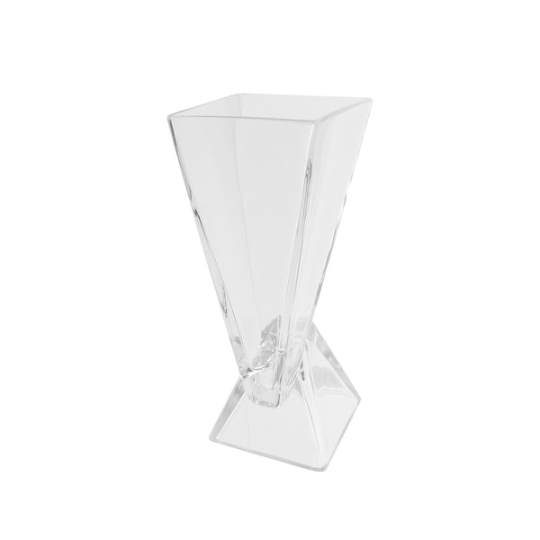 9.75" Offset Pyramids Abstract Transparent Glass Vase - N/A