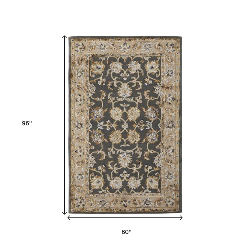 HomeRoots Floral Bohemian Rectangle Area Rug