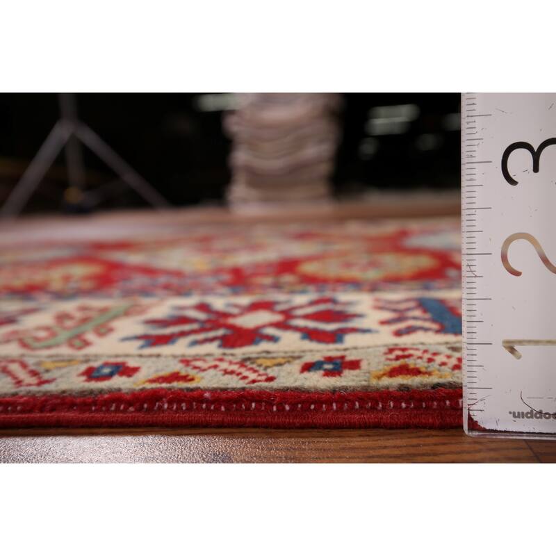 Kazak Oriental Accent Rug Handmade Traditional Red Wool Carpet - 3'3" x 4'7"