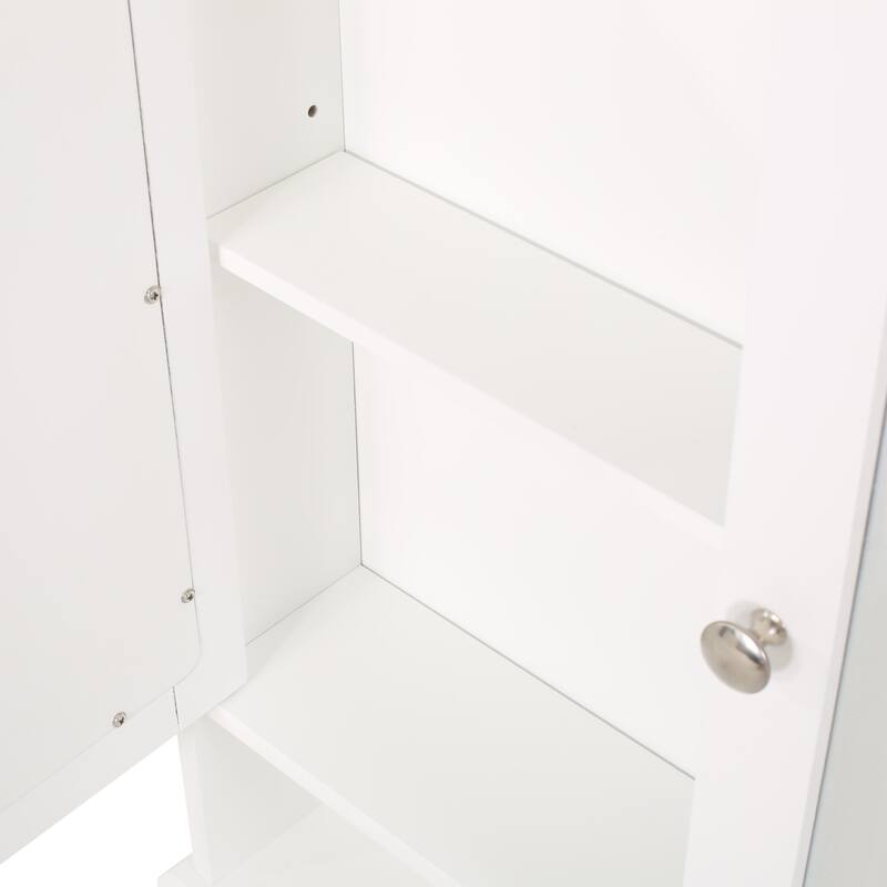 Roomfitters Wall-Mounted Medicine Cabinet with Mirror, Adjustable Shelves and Modern Design, White