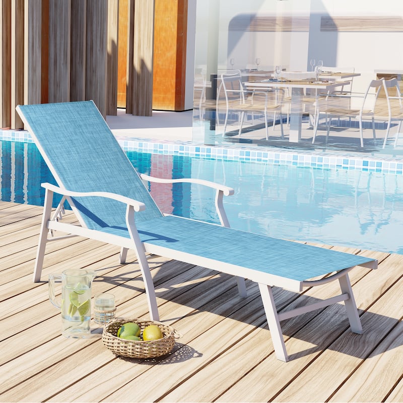 VredHom Outdoor Aluminum Adjustable Chaise Lounge Chairs - 76.18" L ×21.1" W ×13.8" H