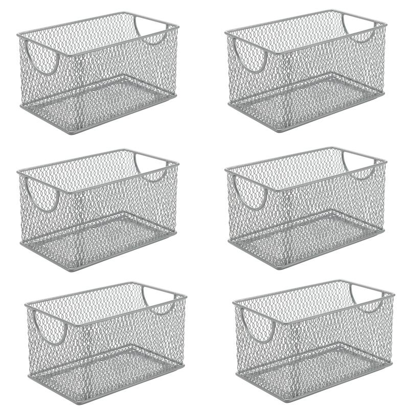 All-Purpose Wire Mesh Storage Baskets, Organize Your Home with Open Bin Shelf Storage, Pack of 6 - 7.75x4x4