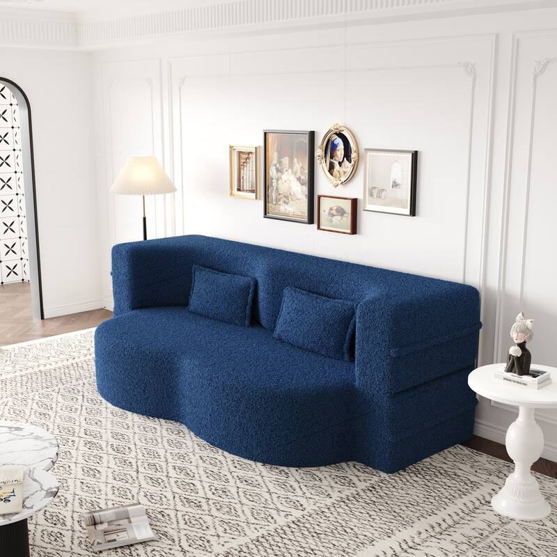 Versatile Convertible Foam Sofa Bed with Removable Cushions and Pillows