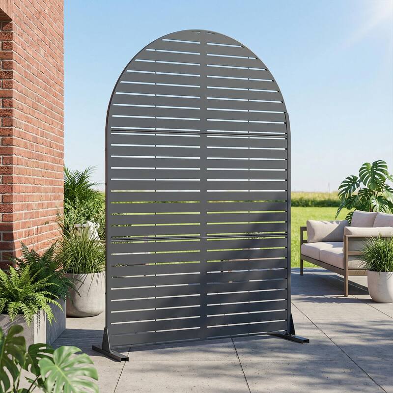 Dovelina 6ft.Outdoor Freestanding Metal Privacy Screen Decorative Garden Fence - 72"x47" - Dark Grey