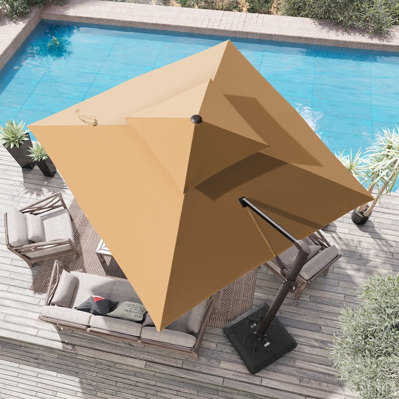 Outdoor 10ft Double Top Patio Cantilever Umbrella with Cross Base by Crestlive Products