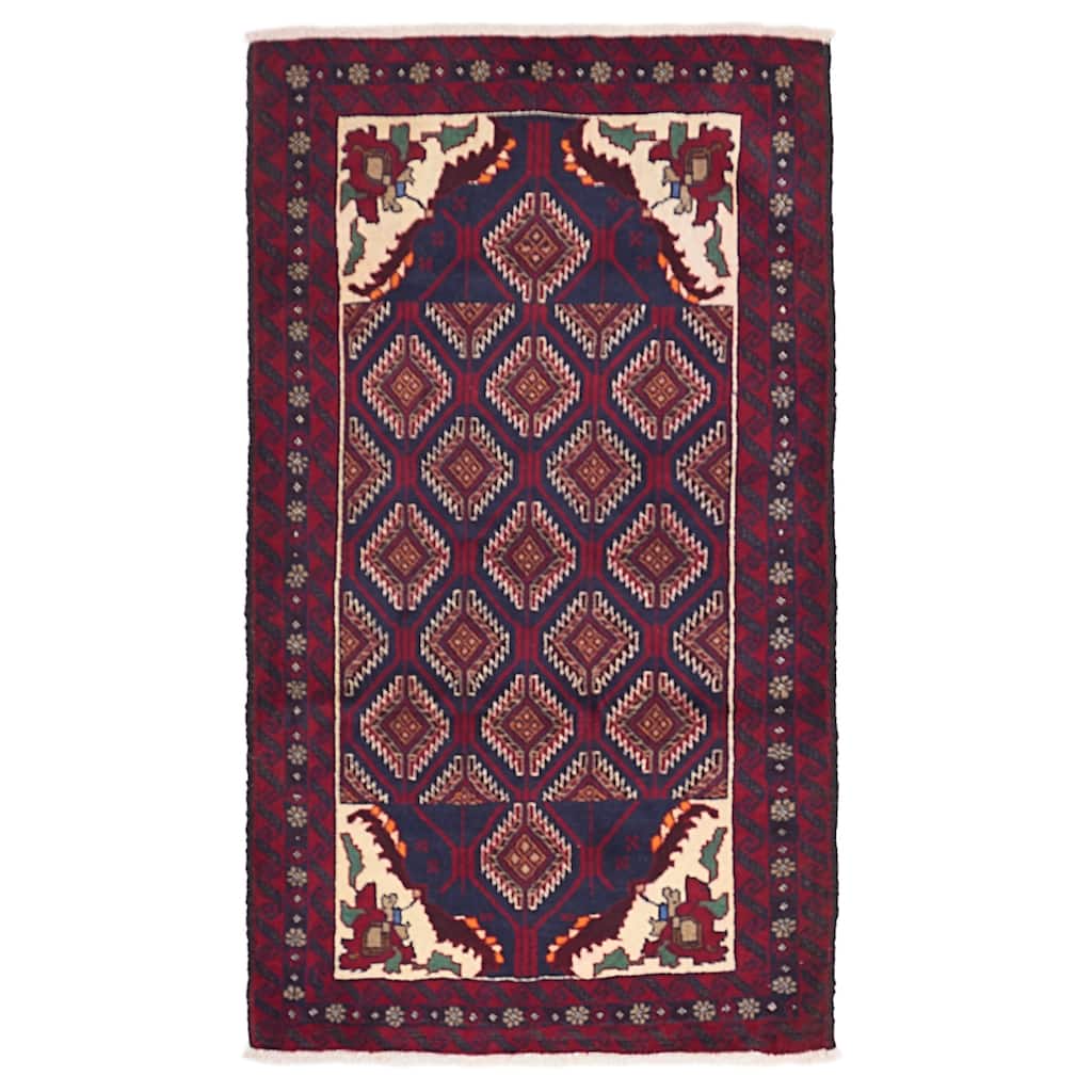 ECARPETGALLERY Hand-knotted Teimani Dark Navy Wool Rug - 3'6 x 6'0