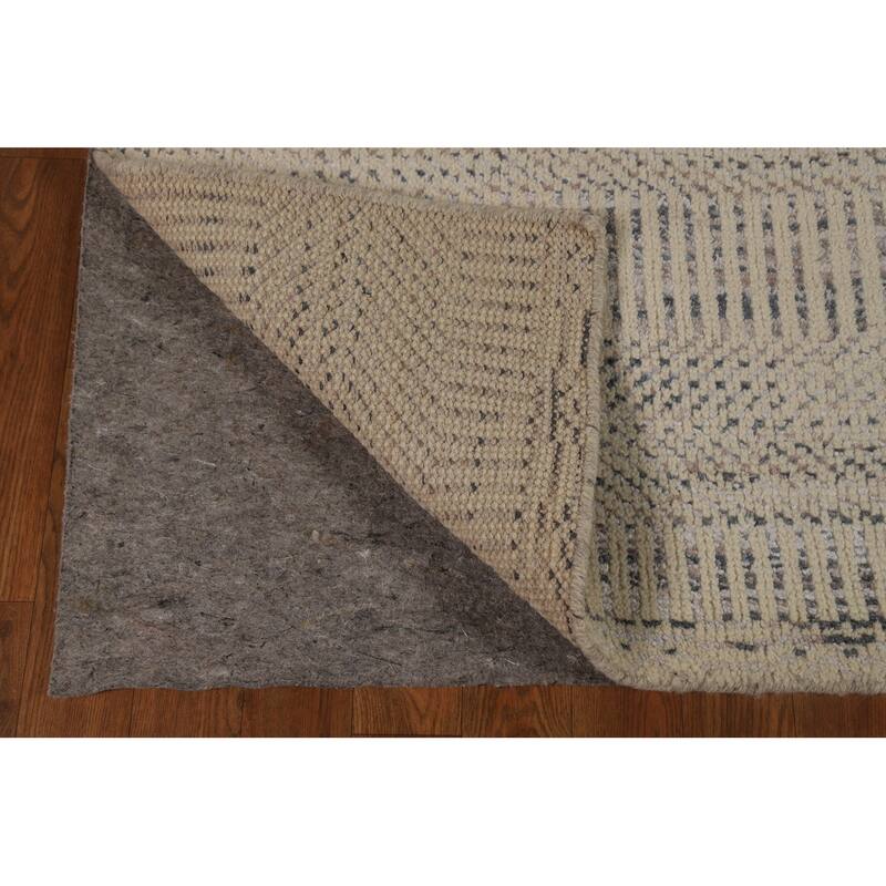 Beige Moroccan Area Rug Hand-Knotted Oriental Wool Carpet - 4'11" x 7'10"