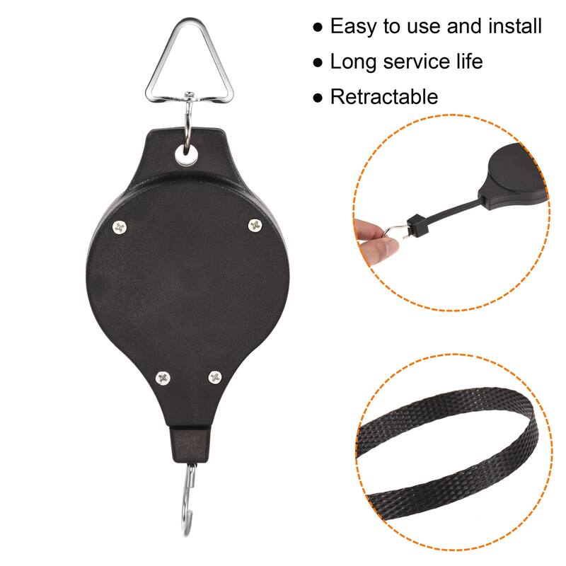Retractable Plant Pulley Plant Hanger for Hanging Flower Basket Pots - Black