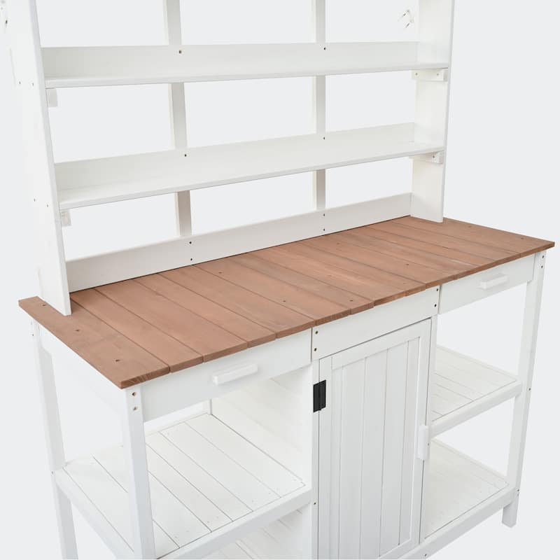 66" Large Outdoor Farmhouse Wooden Potting Bench Table