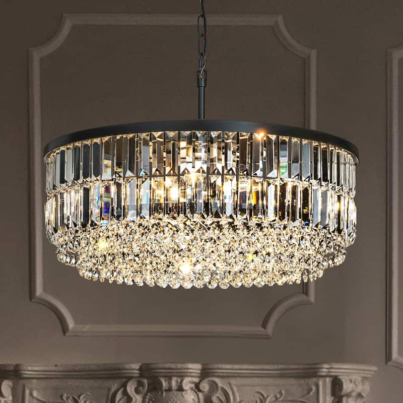 Modern Glam Gold Round Crystal Chandelier