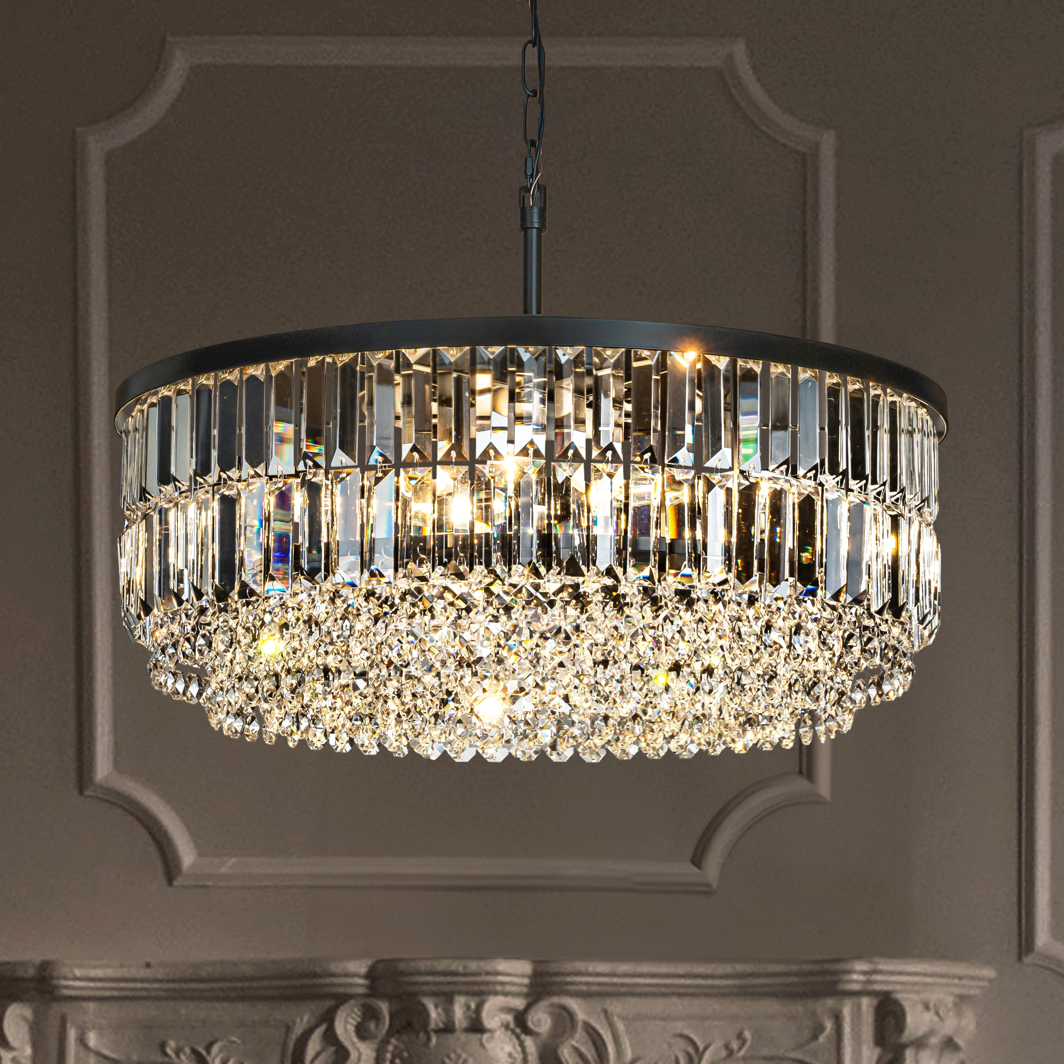 AloaDecor Modern Glam Gold Round Crystal Chandelier