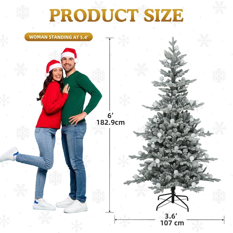 6/7.5/9 FT Pre-Lit Frosted Pine Artificial Christmas Tree with LED Lights