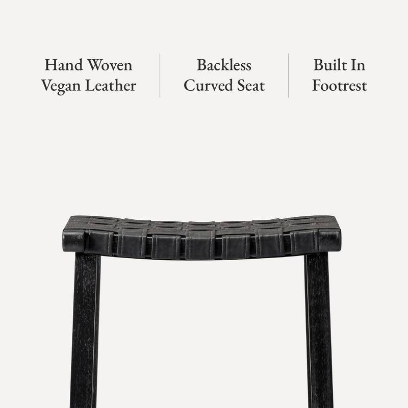 Maven Lane Noah Backless Kitchen Dining Stool with Vegan Leather