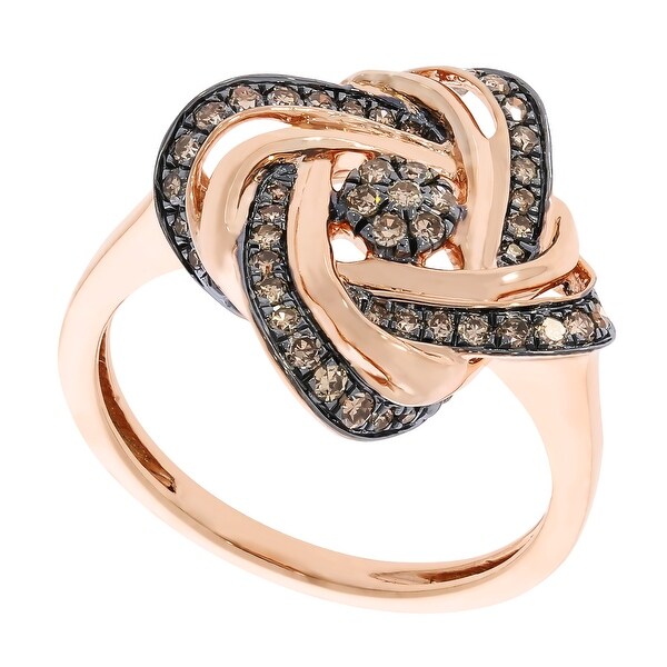 Prism Jewel 0.39Ct Round Real Brown Color Diamond Anniversary Ring