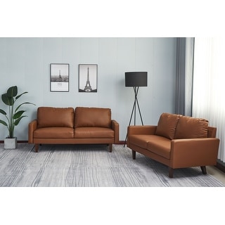 Faux leather 2 Piece Loveseat and Sofa Living Room Set - Bed Bath ...