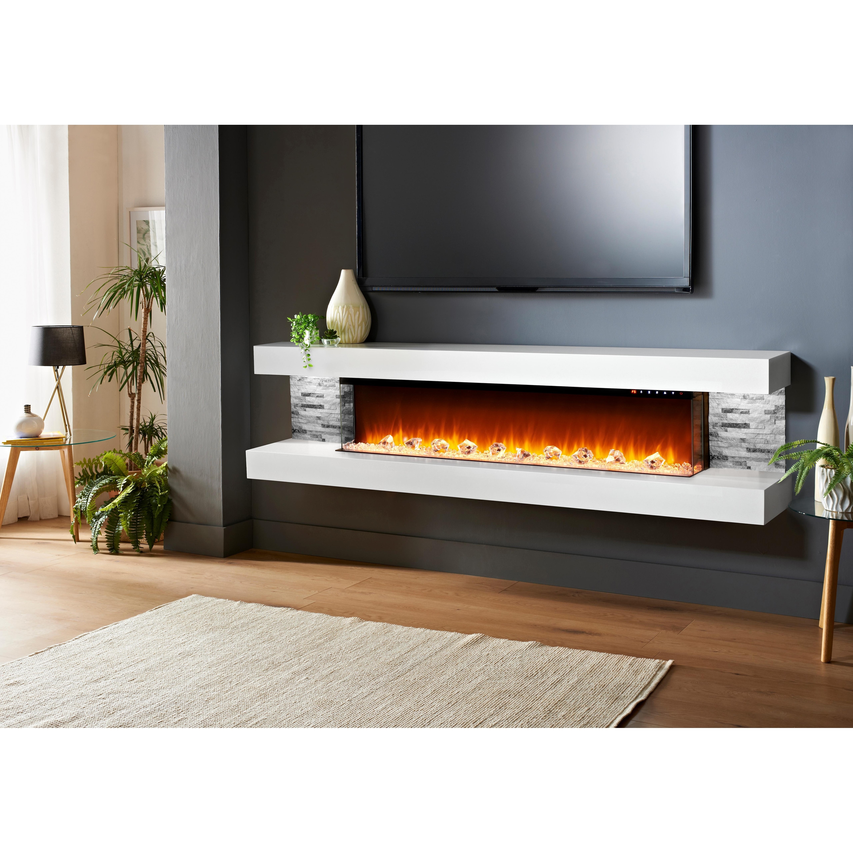 Shop Evolution Fires Vegas 96 Electric Fireplace Gray Stone