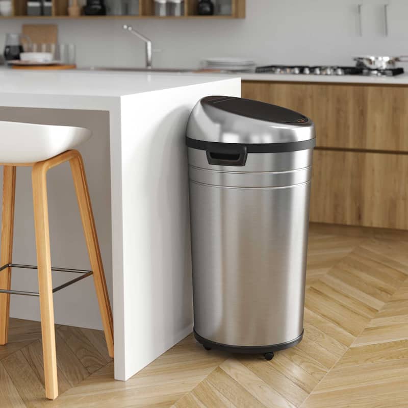 iTouchless 23 Gal Large Stainless Steel Sensor Trash Can with Wheels