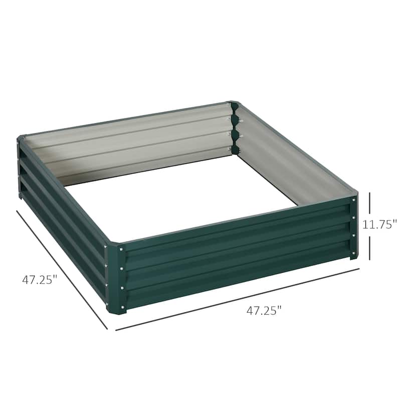 Galvanized Raised Garden Bed, 4' x 4' x 1' Metal Planter Box, for Growing Vegetables, Flowers, Herbs, Succulents, Green