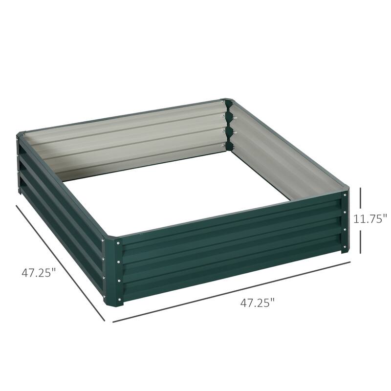Outdoor Garden Bed with Open Bottom, Planter Box, Galvanized Steel