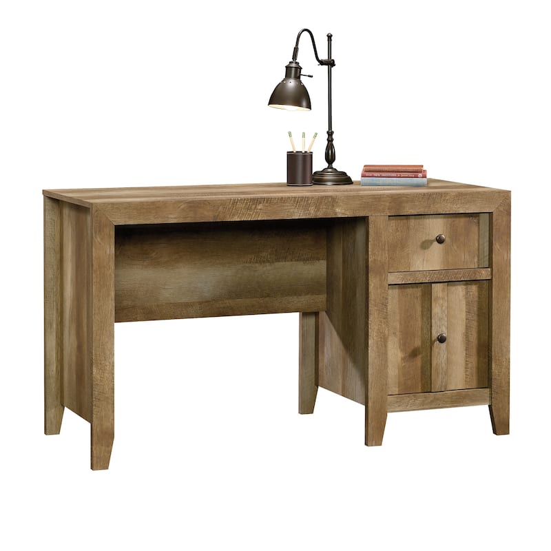 Wood Spacious Desk with Drawer and Cabinet, Brown
