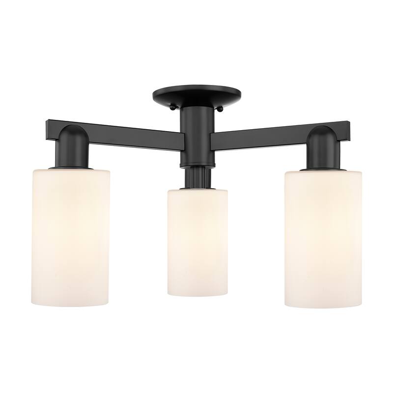 Innovations Lighting Endless Possibilities Arcadia - Clymer - 3 Light 21" Semi-Flush Mount - Matte White/Matte Black