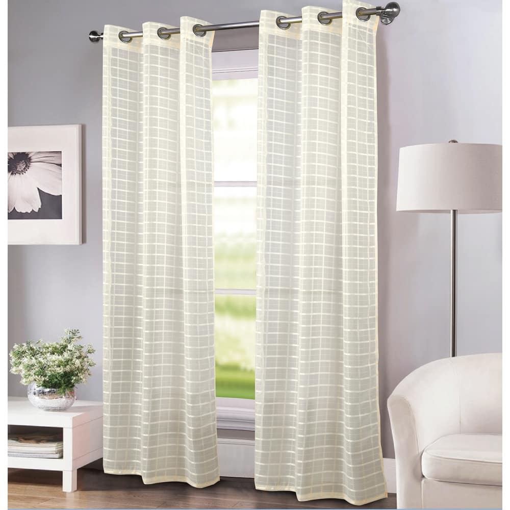 Porch & Den Modena Box Voile 90-inch Grommet Curtain Panel