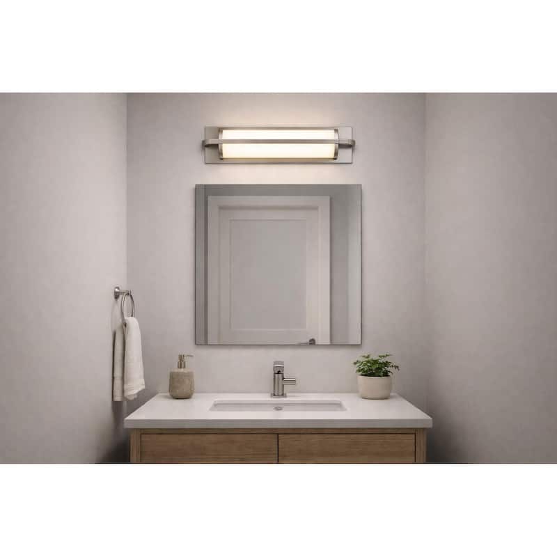 18-Inches Brushed Nickel Integrated LED Modern Contemporary Bathroom Vanity Light Bar - Brushed Nickel