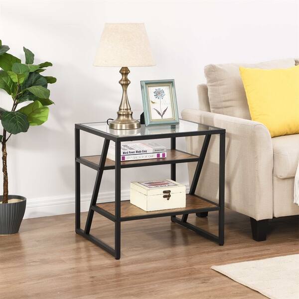 Black Glass End Table for Living room Bedroom Bed Bath & Beyond
