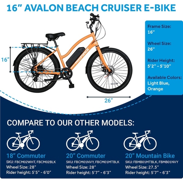 FreeForce The Avalon 16 in. Electric Beach Cruiser Bike with Thumb