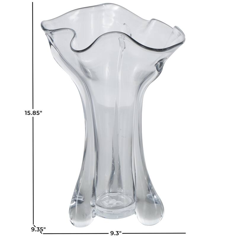 Glass Abstract Fluted Tulip Decorative Vase - Clear - Roche River Decor
