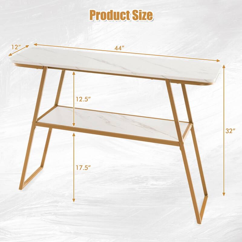 Costway 44'' Long Narrow Couch Table 2-Tier Console Table Entryway - See Details