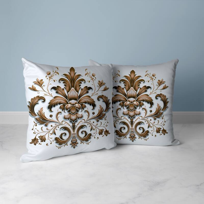 Vintage Veil Faux Suede Reversible Throw Pillow Blue and Coffee