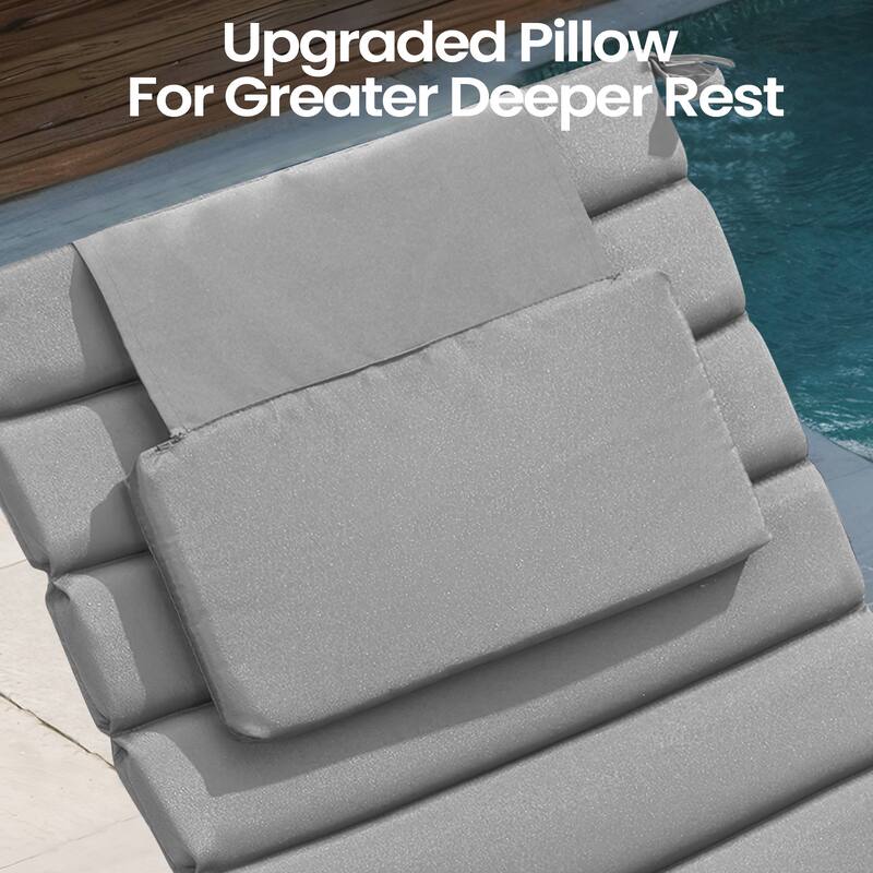 Pellebant Outdoor Chaise Lounge Cushions Patio Lounger Pad with Straps