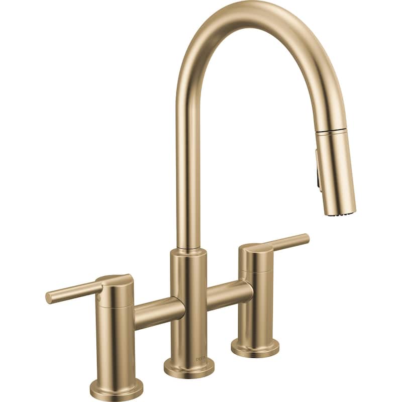 Delta 39876LF Nicoli 1.8 GPM Single Hole Pull Down Bridge Kitchen - Champagne Bronze