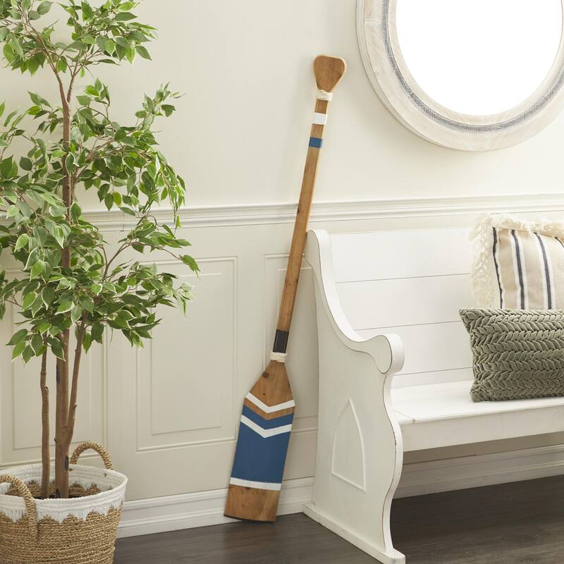 Wood Paddle Novelty Canoe Oar Home Wall Decor with Arrow Design and Rope Detail - White or Blue - Roche River Decor