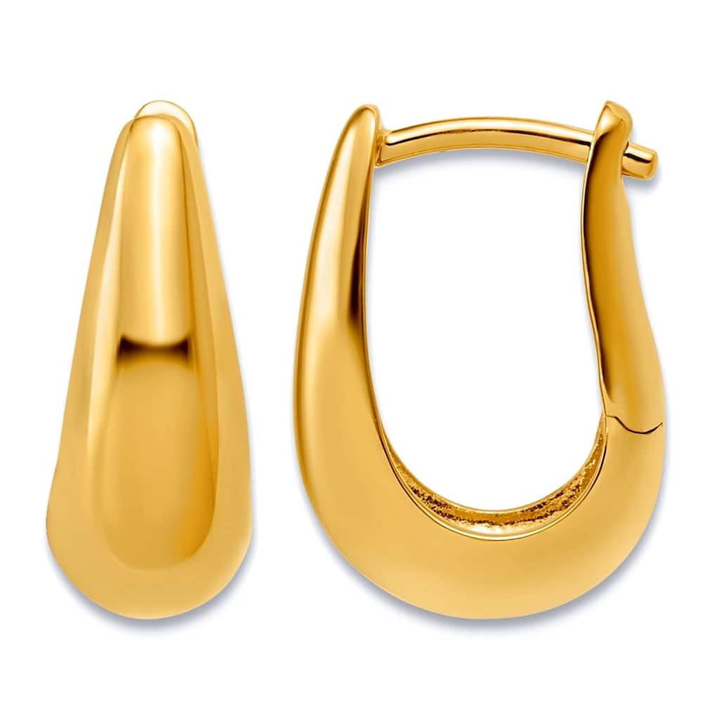 Curata 925 Sterling Silver Rhodium or Gold Plated Small Teardrop Hinged Hoop Earrings -16x6.5mm