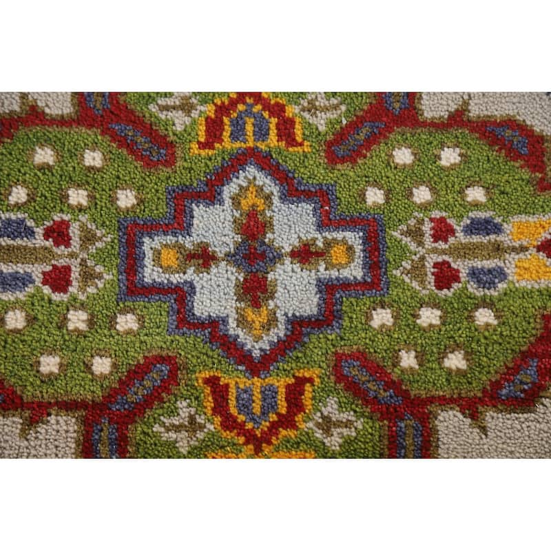 Geometric Kazak Accent Rug Handmade Wool Carpet - 2'7"x 5'10"