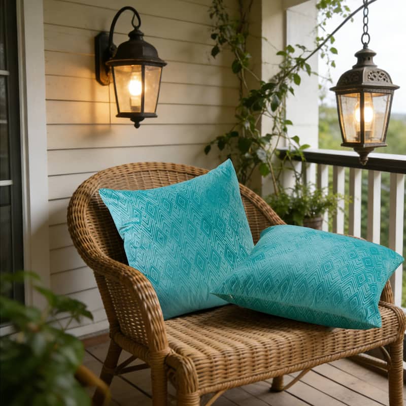 Tonopah Ikat Velvet Throw Pillow Cover Set, NO INSERT - 26" x 26" - Storm Blue