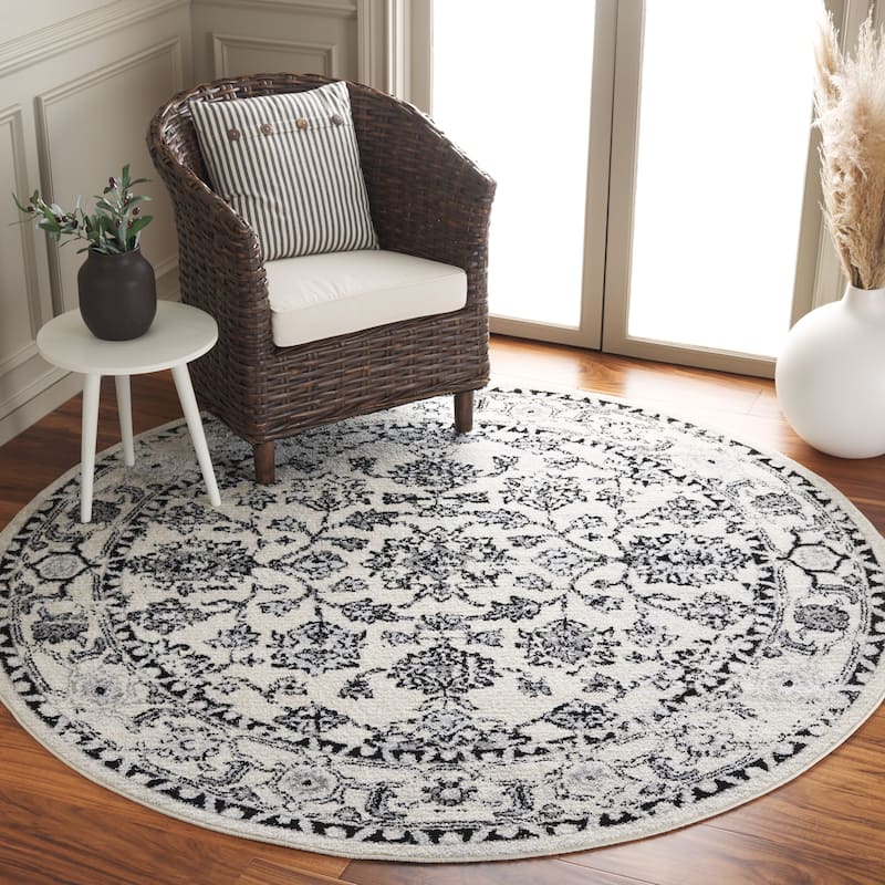 SAFAVIEH Tulum Engelke Boho Rug - 6'7" Round - Ivory Grey/Charcoal