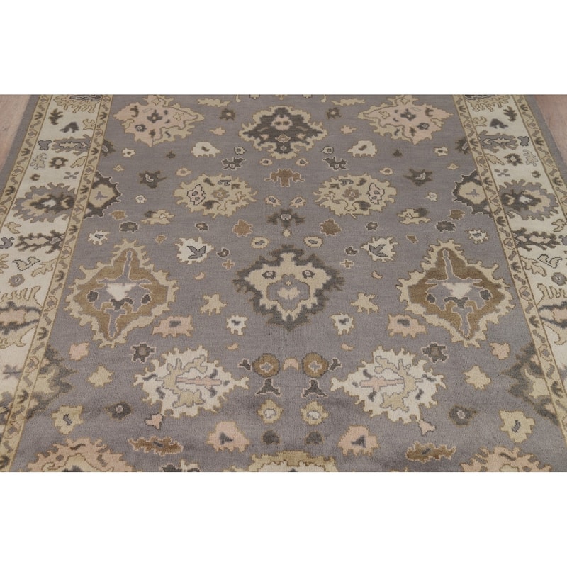 Gray Oushak Indian Area Rug Handmade Wool Carpet - 8'4"x 10'1"