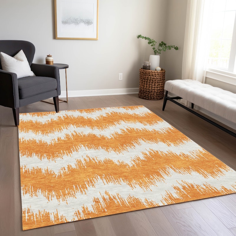 Machine Washable Indoor/ Outdoor Chantille Chevron Modern Rug
